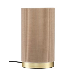 Beige PR Home Dora Tischlampe mit Plissee-Schirm und goldfarbenem Fuß.