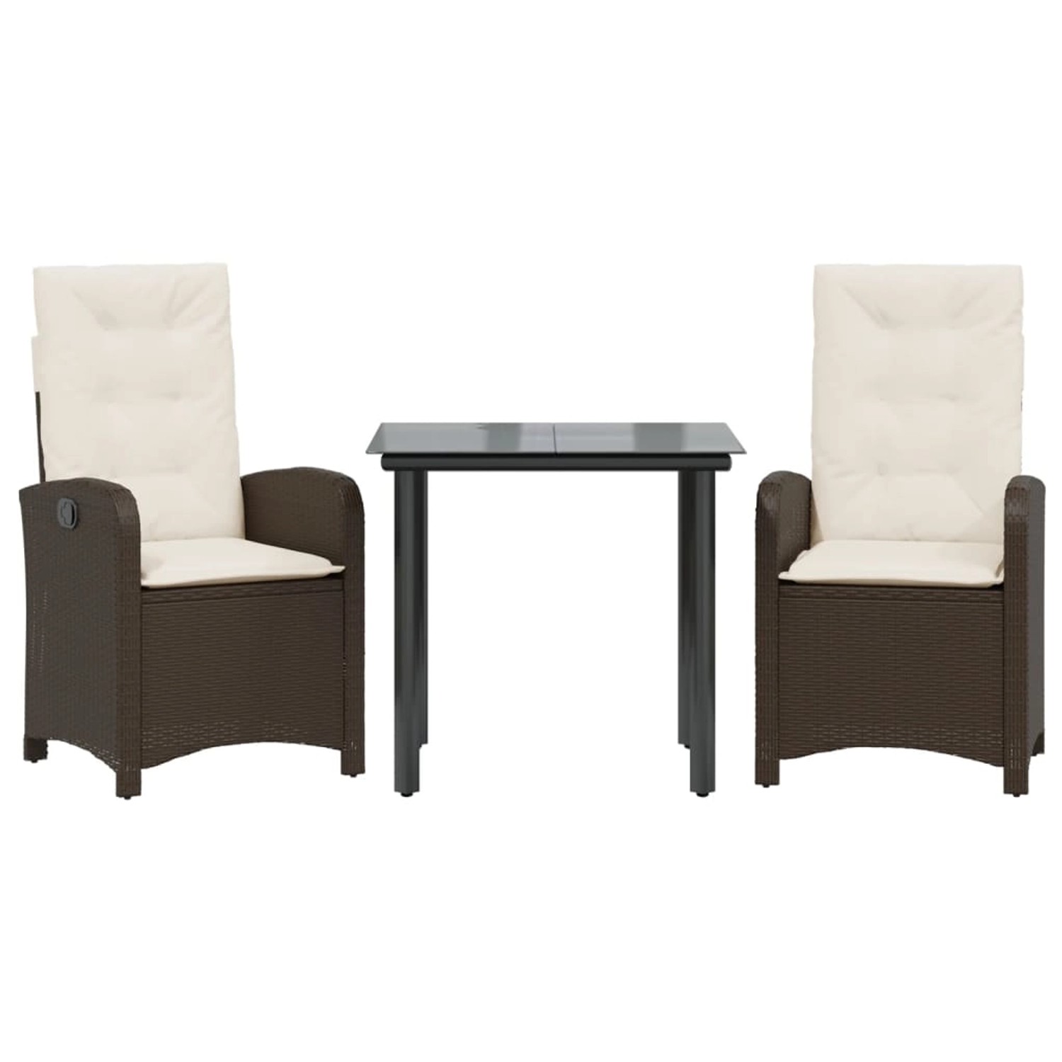 vidaXL 3-Tlg Garten-Essgruppe mit Kissen Braun Poly Rattan 3212340 günstig online kaufen