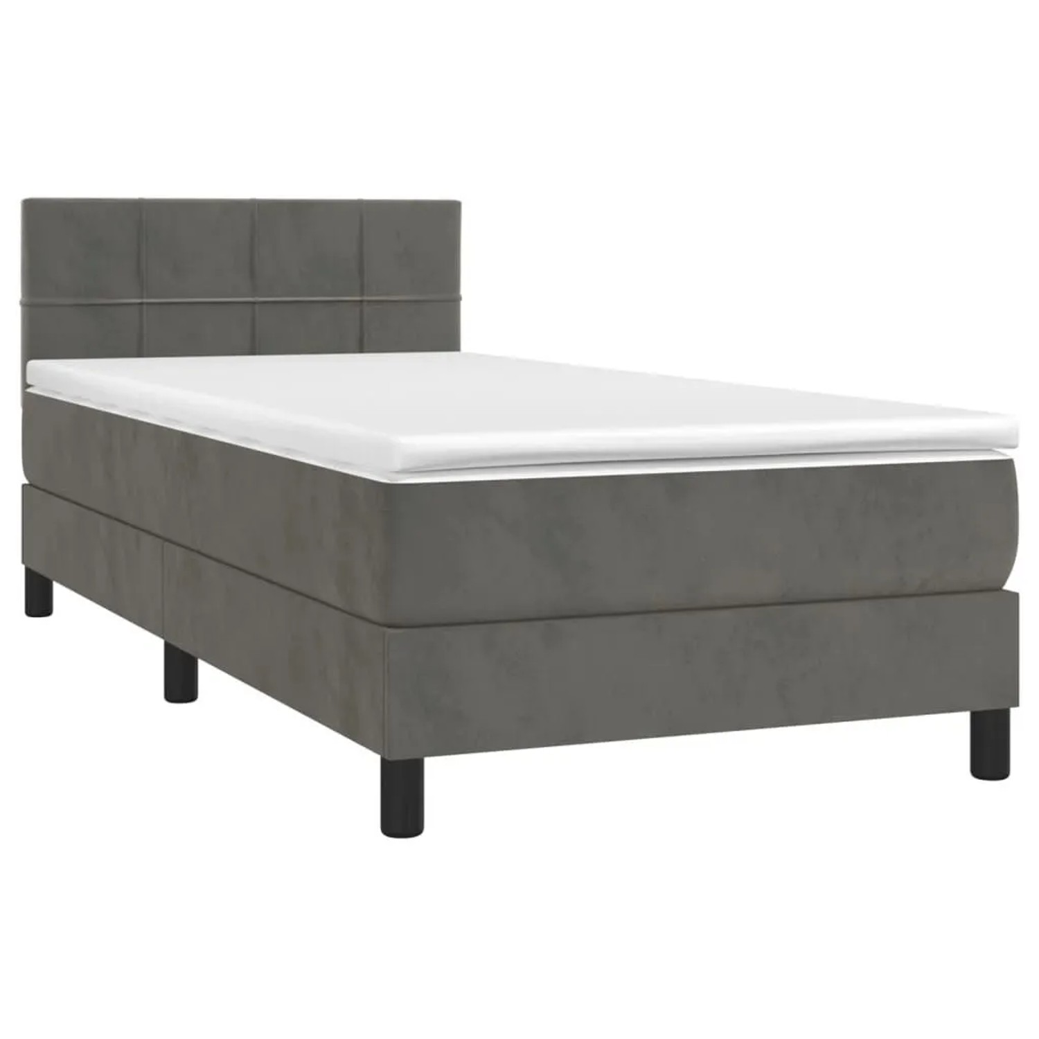 vidaXL Boxspringbett mit Matratze Dunkelgrau 90x200 cm Samt 3141282 günstig online kaufen
