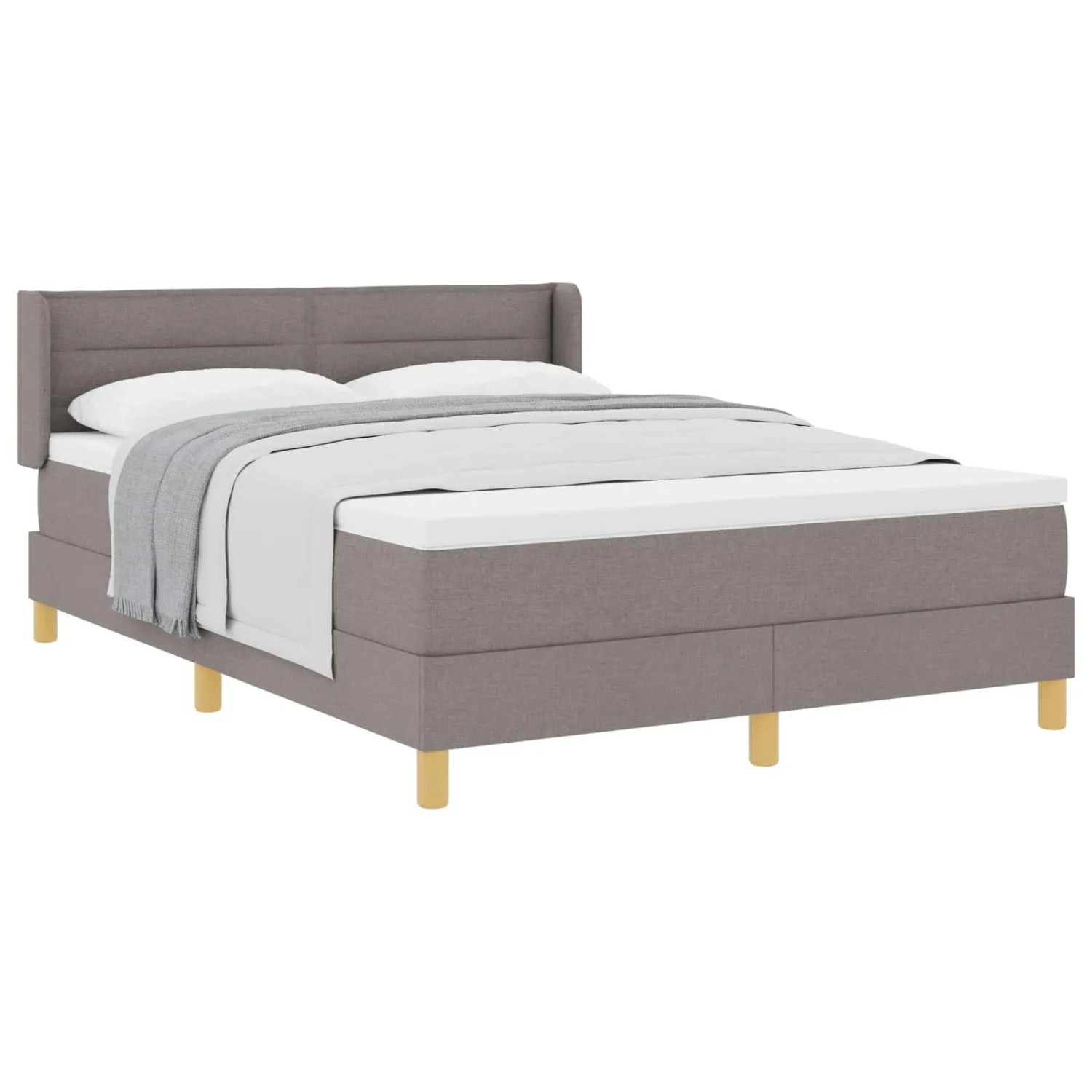 vidaXL Boxspringbett mit Matratze Taupe 200 x 140 cm Polyester 3341234