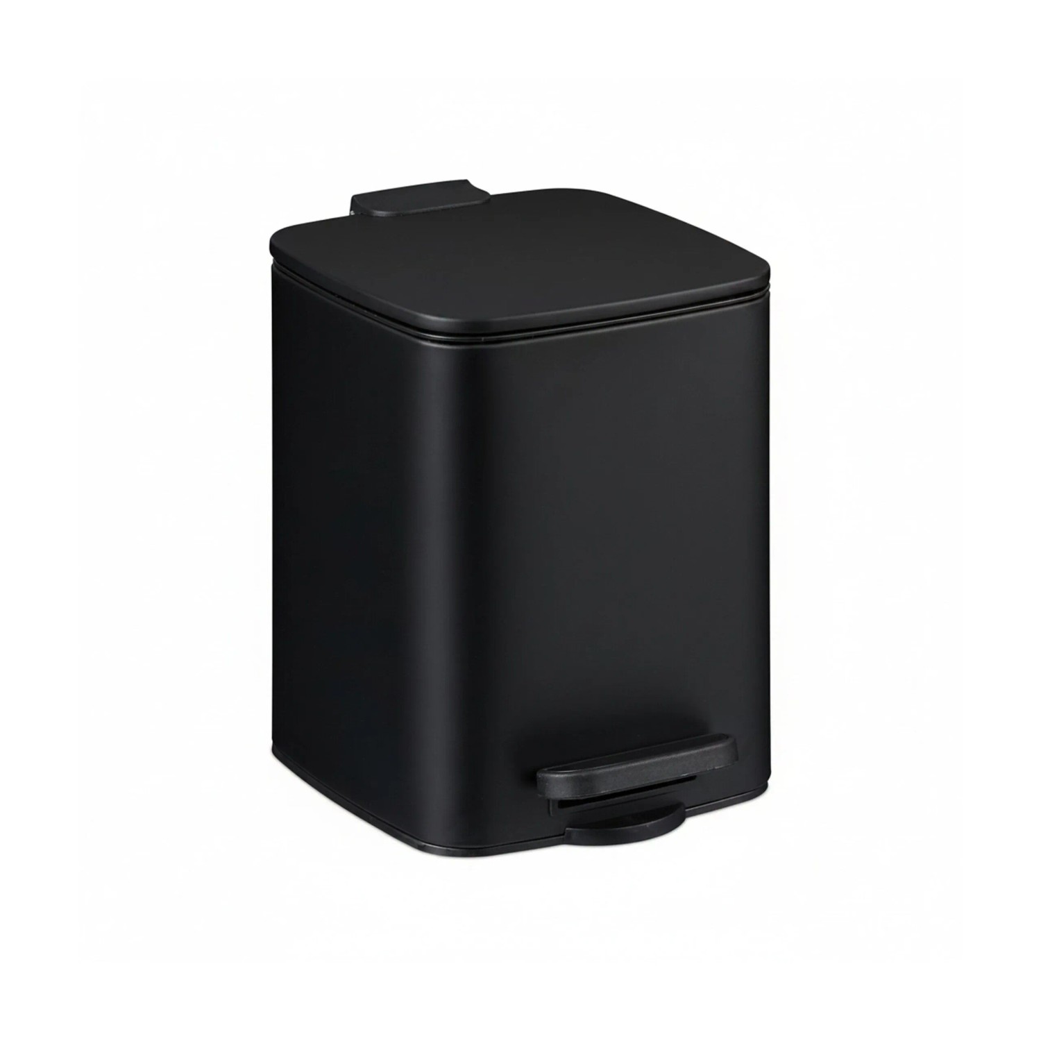 Relaxdays Kosmetikeimer Eisen Schwarz Tretpedal Softclose 25,5 cm x 19,5 cm x 23 cm