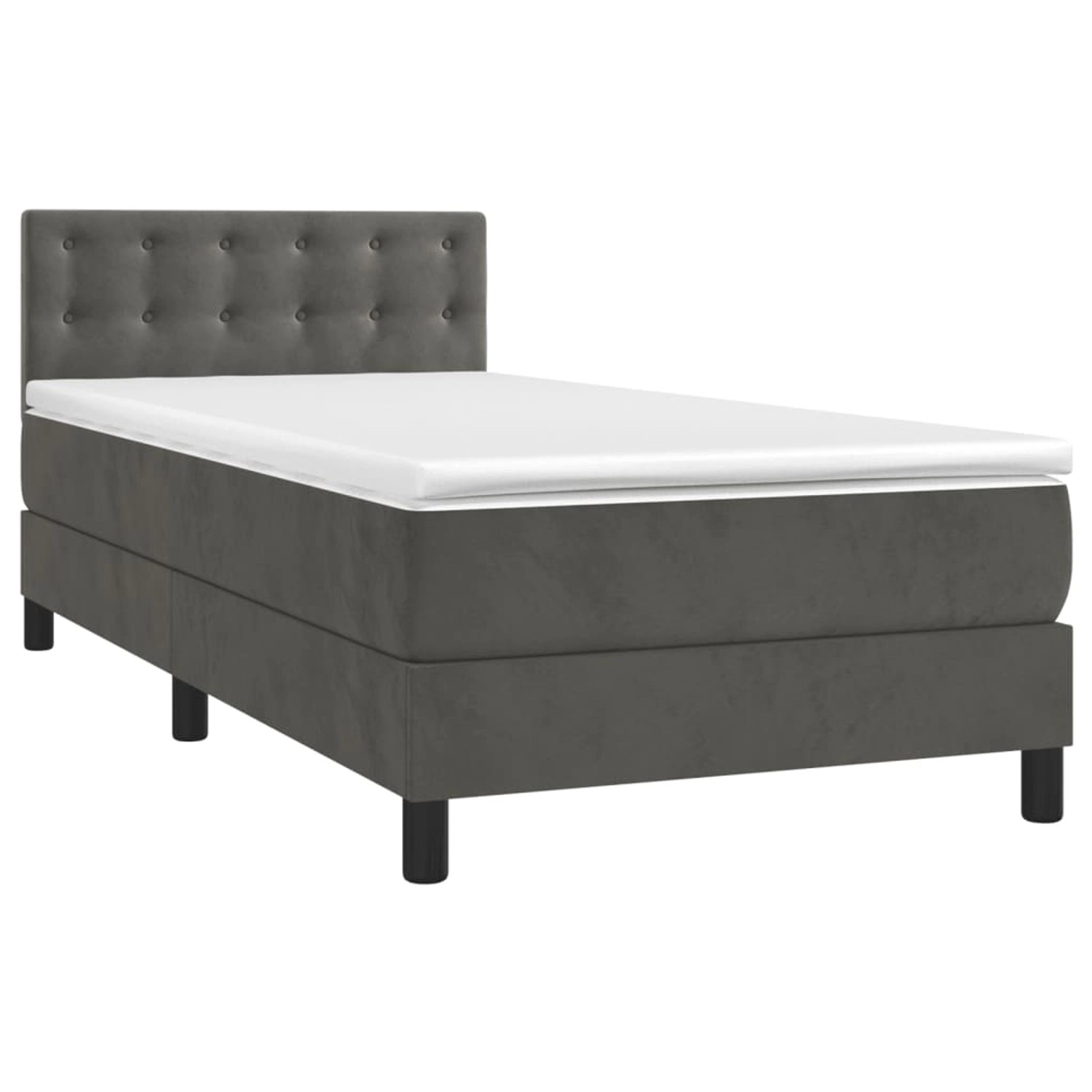vidaXL Boxspringbett mit Matratze & LED Dunkelgrau 80x200 cm Samt 3134610 günstig online kaufen
