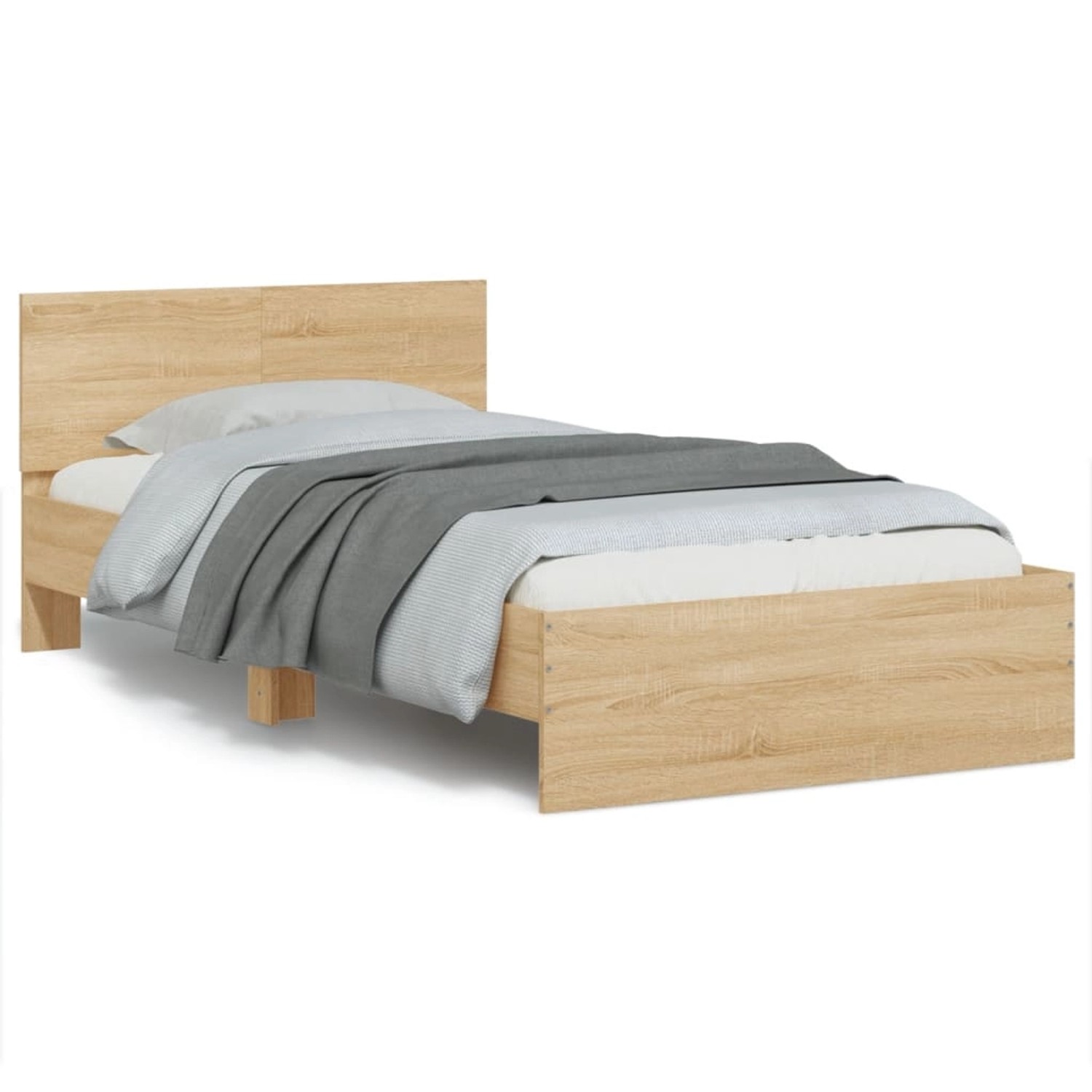 vidaXL Bettgestell mit Kopfteil & LED-Leuchten Sonoma-Eiche 100x200 cm 8388 günstig online kaufen