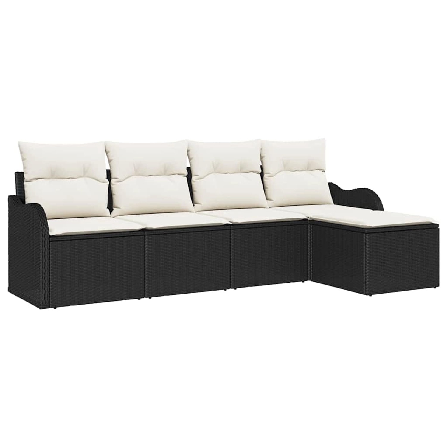 vidaXL Garten-Sofa-Set mit Kissen 5-Tlg Schwarz Poly Rattan 3354326 günstig online kaufen