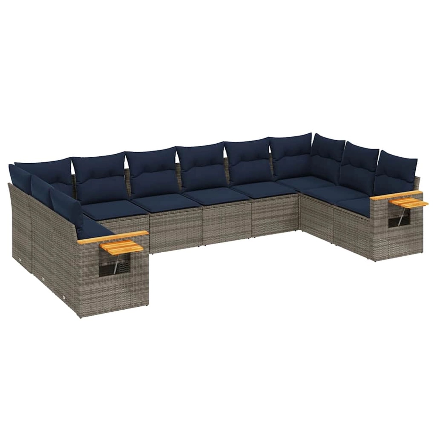 vidaXL 10-Tlg Garten-Sofagarnitur mit Kissen Grau Poly Rattan 3227167 günstig online kaufen