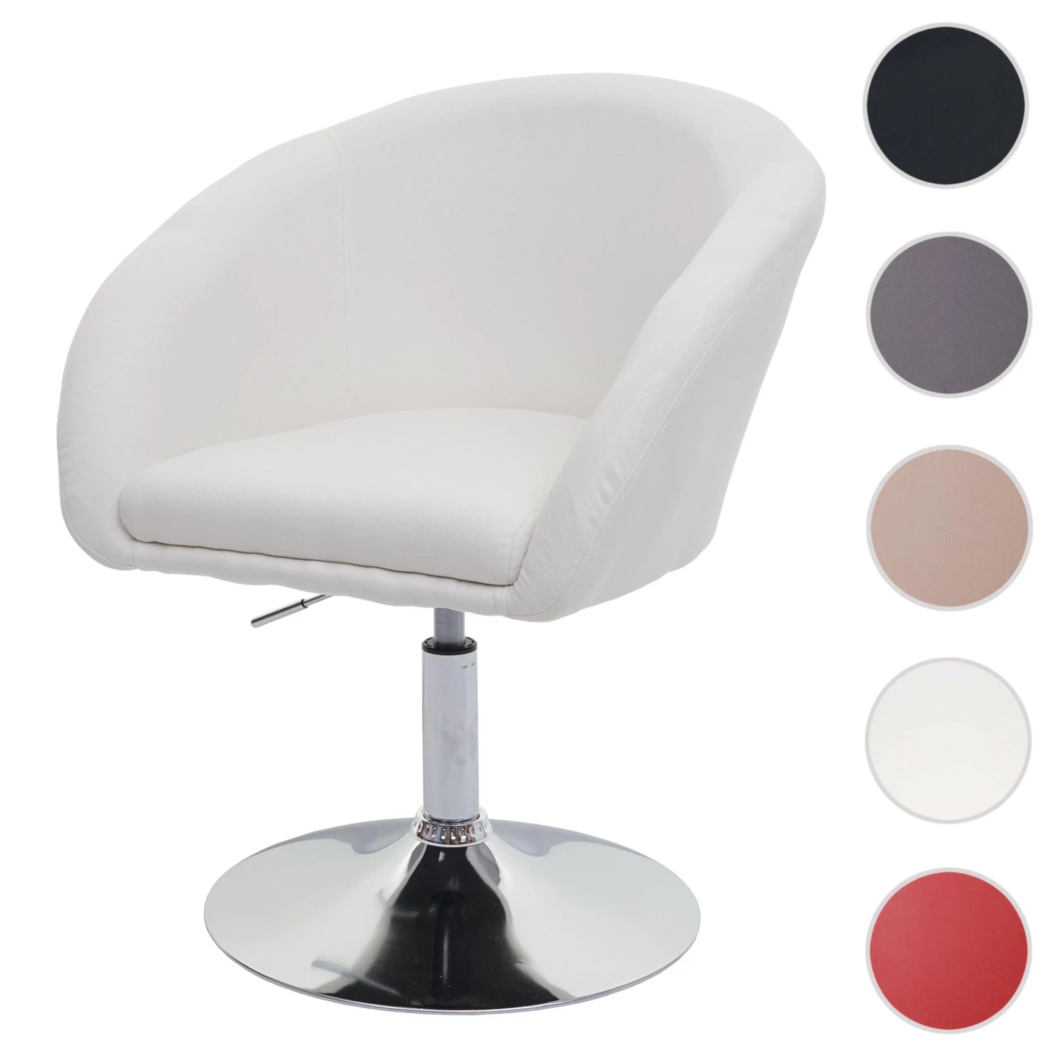 MCW Esszimmerstuhl F19, creme-weißer Polsterstuhl mit Stoffbezug und verchromtem Fuß.