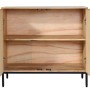 Offenes Highboard L95 aus Mangoholz, 86x90x43cm, mit 2 Türen und 3 Regalböden.