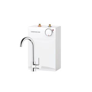 Thermoflow Untertischspeicher UT5 mit Armatur: 5 Liter Warmwasserspeicher für Spüle oder Waschbecken.