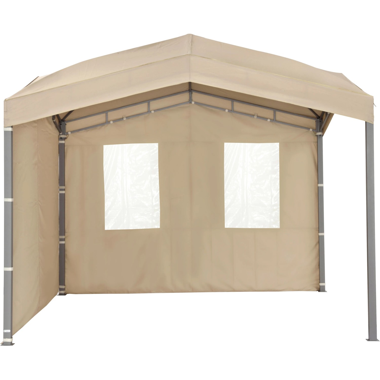 tepro Seitenteil-Set Marabo Taupe: 1 geschlossenes & 1 mit Fenster für Pavillon.