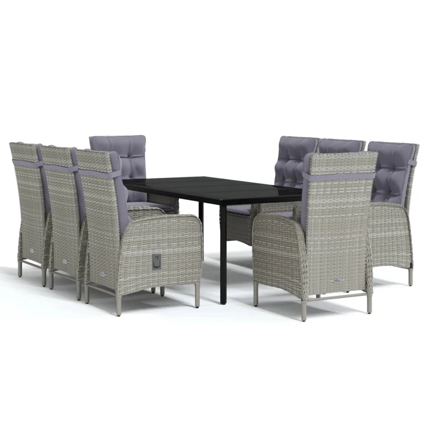vidaXL 9-Tlg Garten-Essgruppe mit Auflagen Grau und Schwarz 3099364