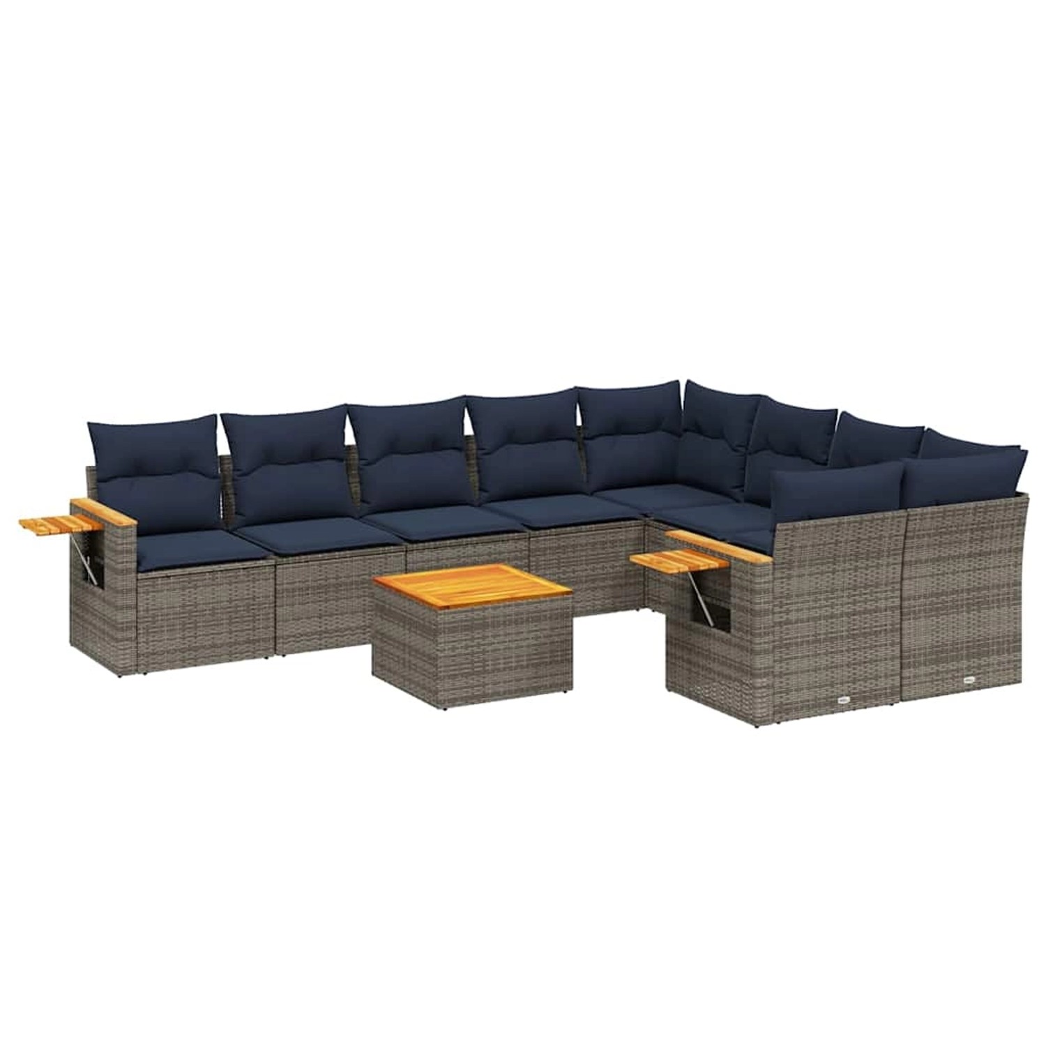 vidaXL 10-Tlg Garten-Sofagarnitur mit Kissen Grau Poly Rattan 3227153 günstig online kaufen