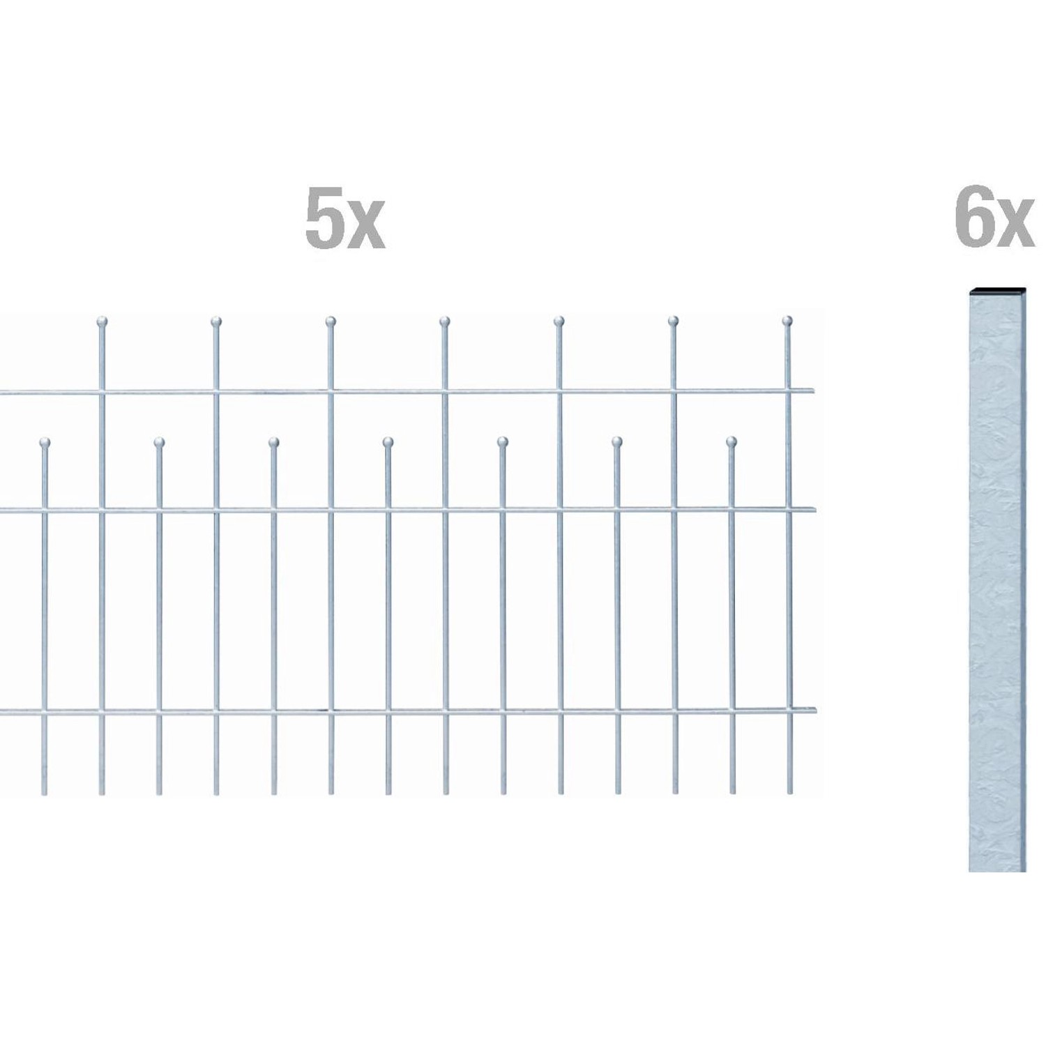 Metallzaun Grund-Set Madrid verzinkt z. Aufschrauben 50 cm x 1000 cm