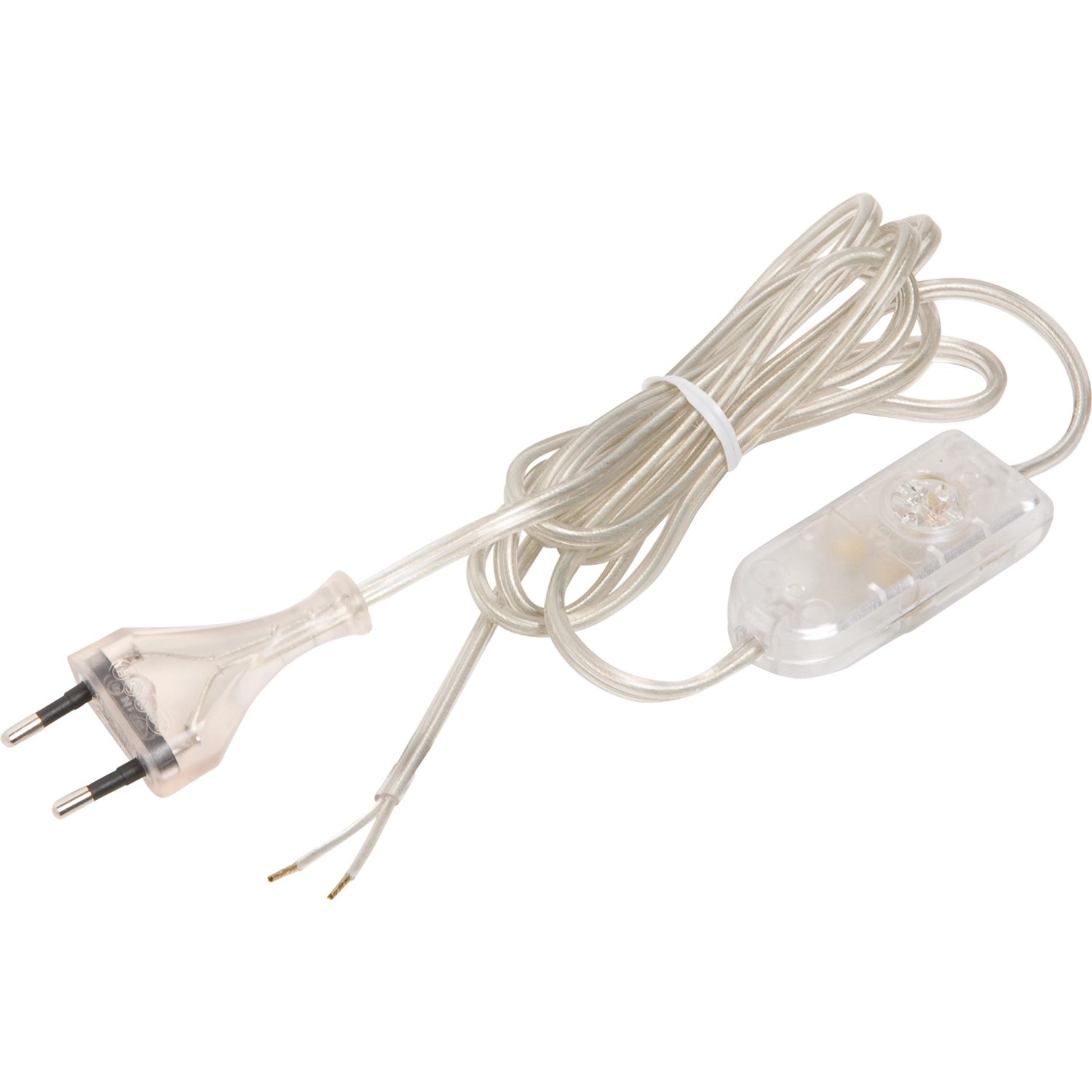 Zuleitung mit Schalter und Euro-Stecker Transparent 2 m