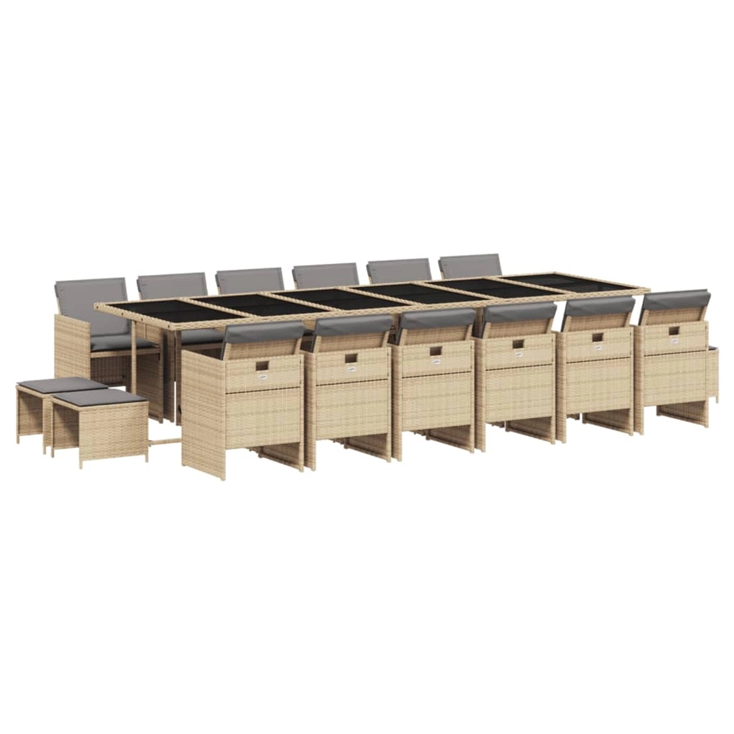 vidaXL 17-Tlg Garten-Essgruppe mit Kissen Beigemischung Poly Rattan 3210648 günstig online kaufen