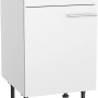 Weißer Optifit Küchenunterschrank Bengt932 (50 cm) mit Schublade und Tür.