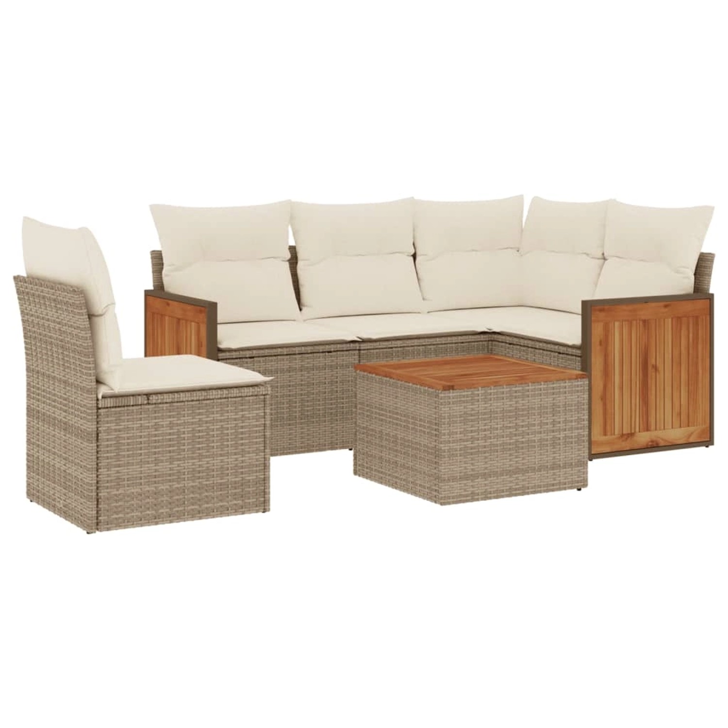 vidaXL 6-Tlg Garten-Sofagarnitur mit Kissen Beige Poly Rattan 3227661 günstig online kaufen