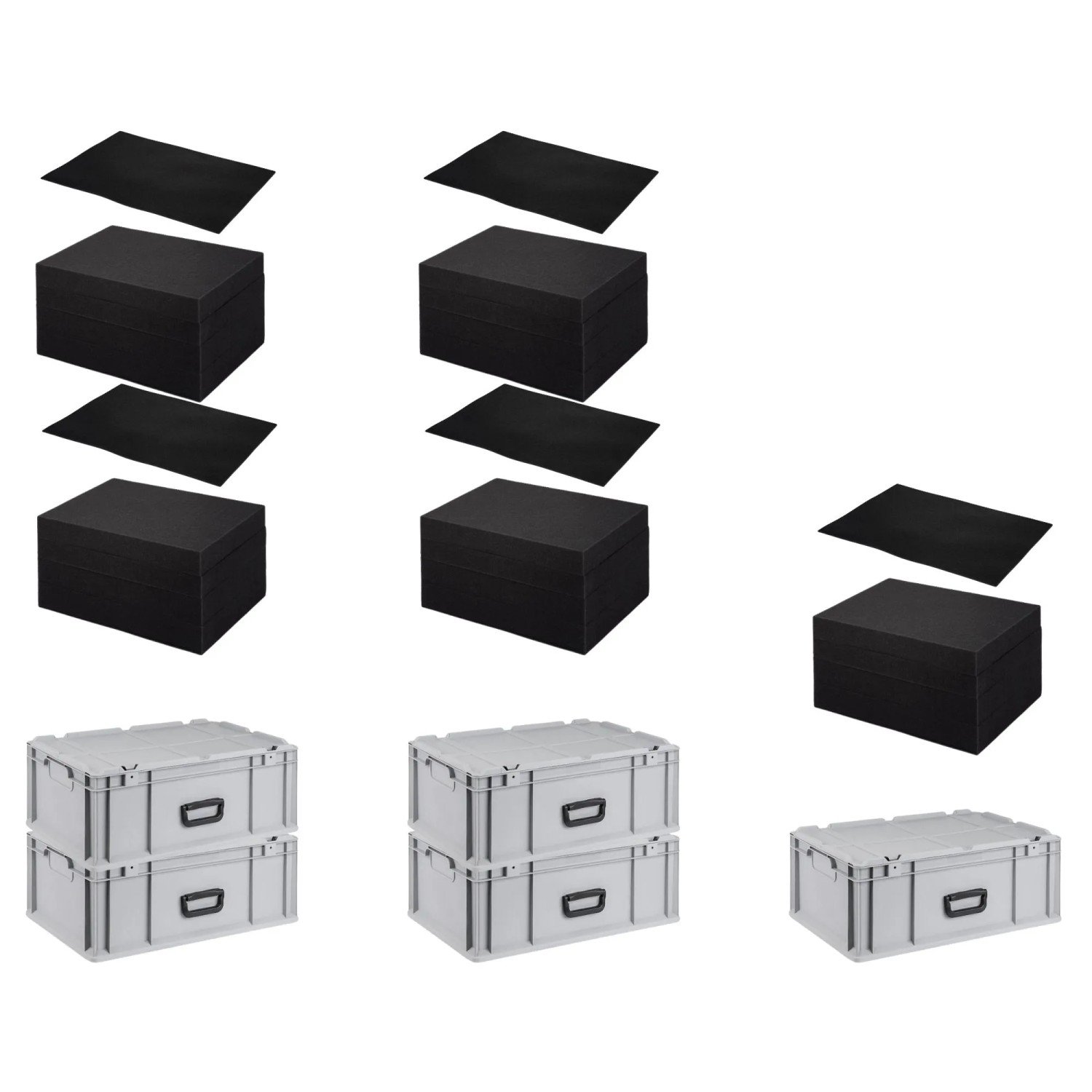 SparSet Eurobox 5 x NextGen Portable Mit Rasterschaumstoff und Schaumstoffeinlage HxBxT 23,5 x 40 x 60 cm 44 Liter Eurobehälter Transportbox