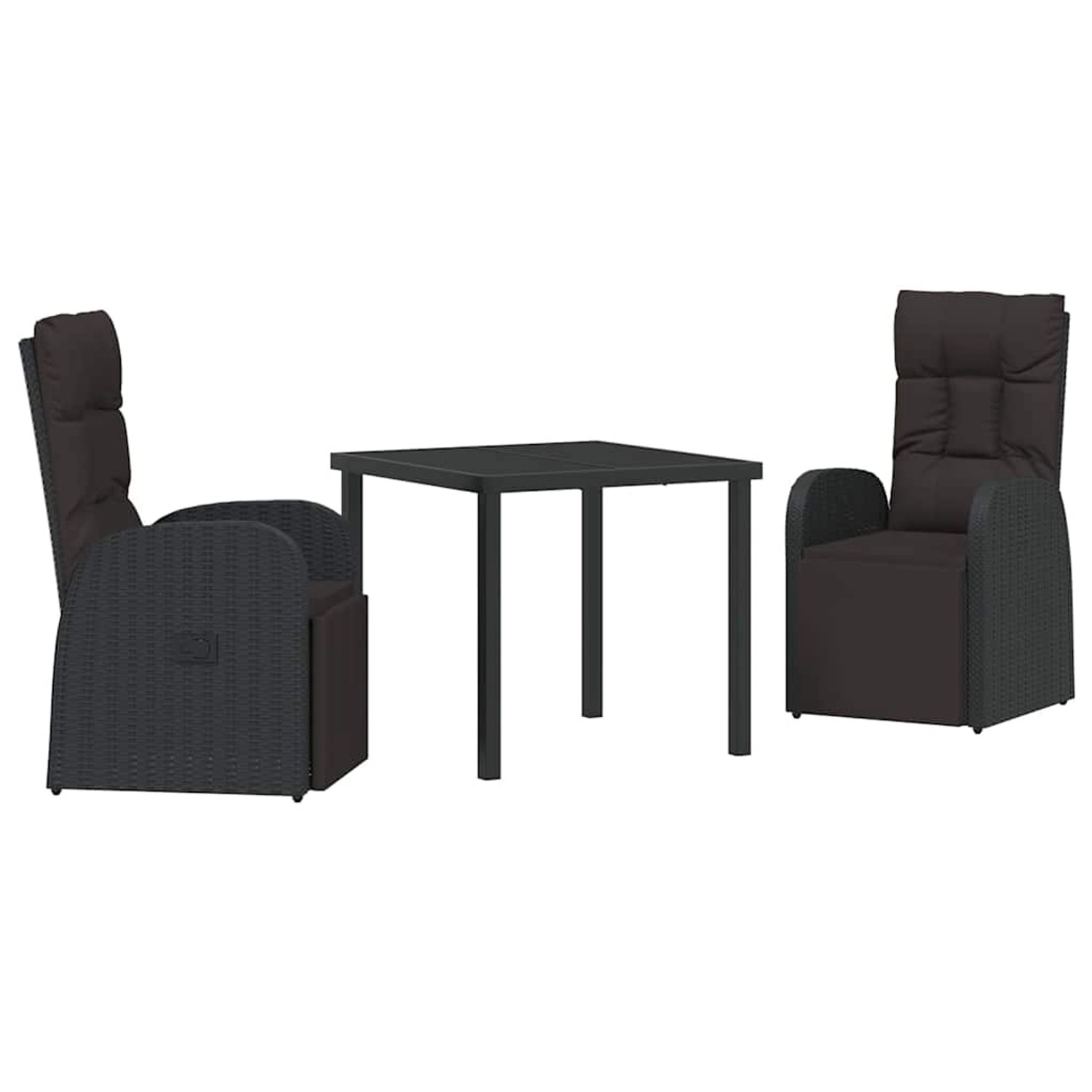 vidaXL Garten Essgruppe mit Kissen 3-Tlg Schwarz Poly Rattan 3379513 günstig online kaufen