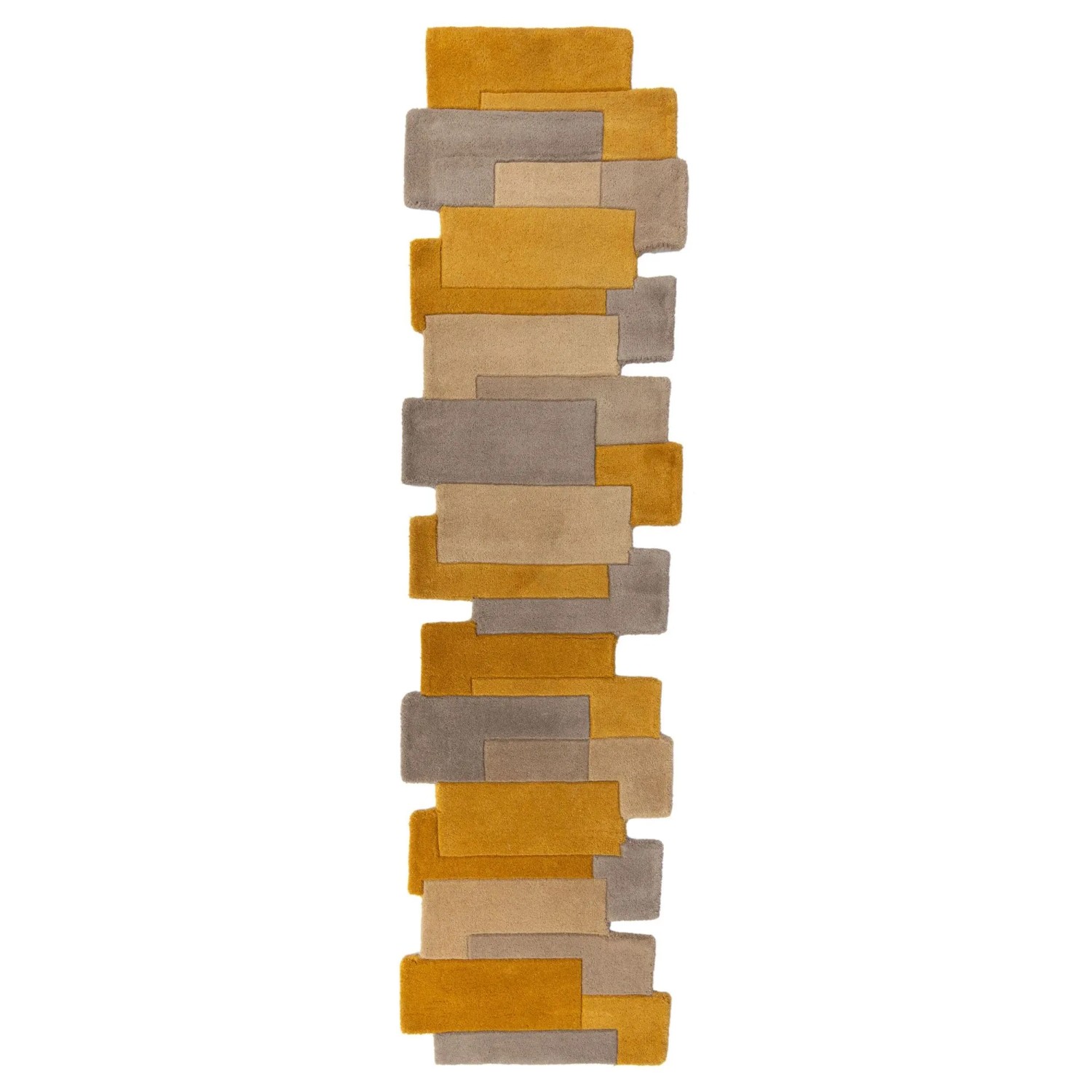 Flair Rugs Wollteppich Collage 60 cm x 230 cm Ocker