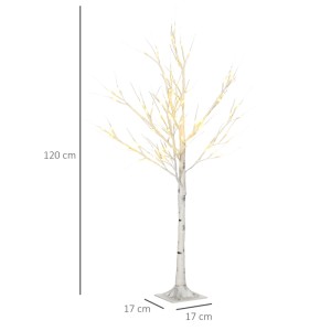 HOMCOM Kunstbaum Birke, 120cm, mit LED-Beleuchtung für Innen & Außen.