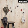 Wagner Wandhaken-Set Pill WH 0411 in Schiefergrau/Lichtgrau mit Jacke, Hut und Tasche an Holzwand.