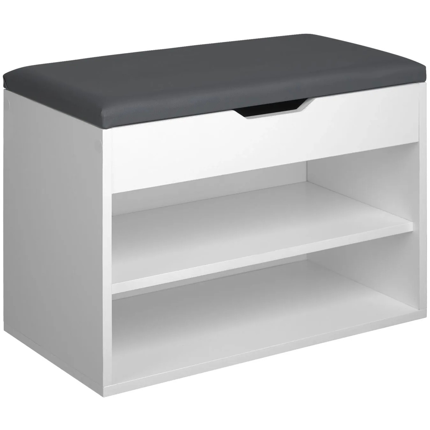 Tectake Schuhbank Jasmina Für 6 Paar Schuhe Mit Sitzpolster  60 x 30 x 43 50 cm Weiß