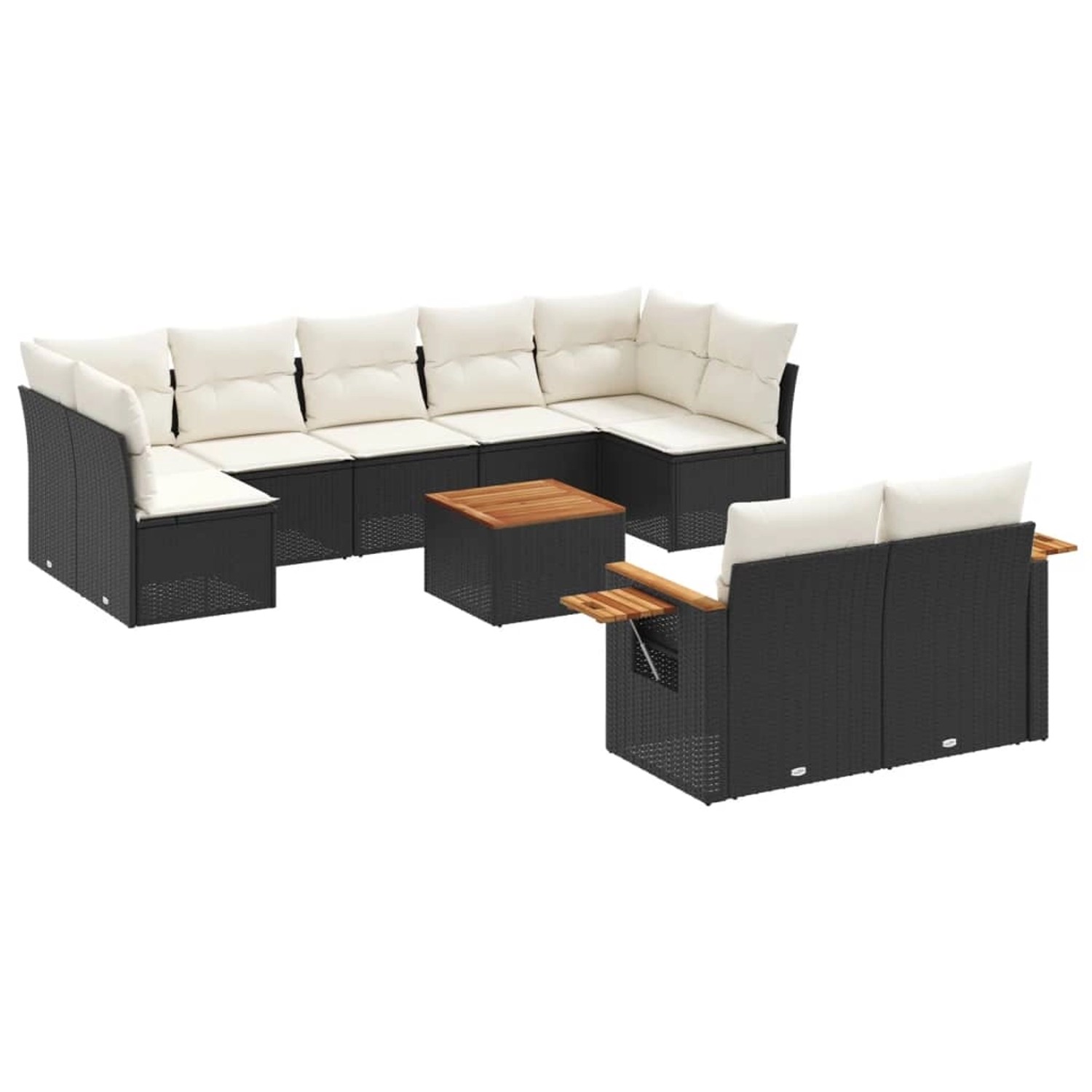 vidaXL 10-Tlg Garten-Sofagarnitur mit Kissen Schwarz Poly Rattan 3259536 günstig online kaufen
