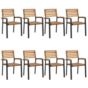 9-teilige Garten-Essgruppe aus Akazienholz und Metall. Gartenmöbel-Set mit 8 Stühlen.
