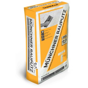 Sack Tassullo Münchner Rauputz 3 mm, wasserabweisend, 25 kg, für Innen- und Außenbereich.