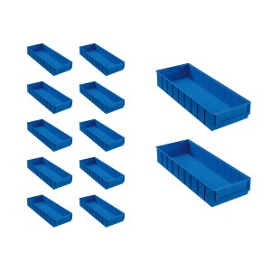 PROREGAL SuperSparSet: 12 blaue Industrieboxen, 6 Liter, für Aufbewahrungssysteme.