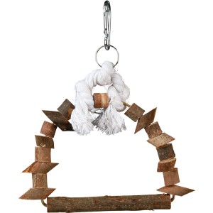 Trixie Bogenschaukel Natural Living, Vogelspielzeug aus Naturholz und Baumwollseil.