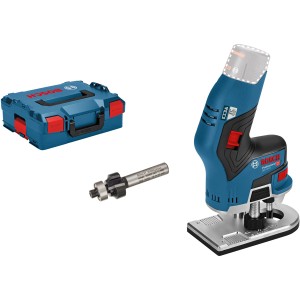 Bosch Professional GKF 12V-8 Akku-Kantenfräse mit L-Boxx, Fräser und ohne Akku.