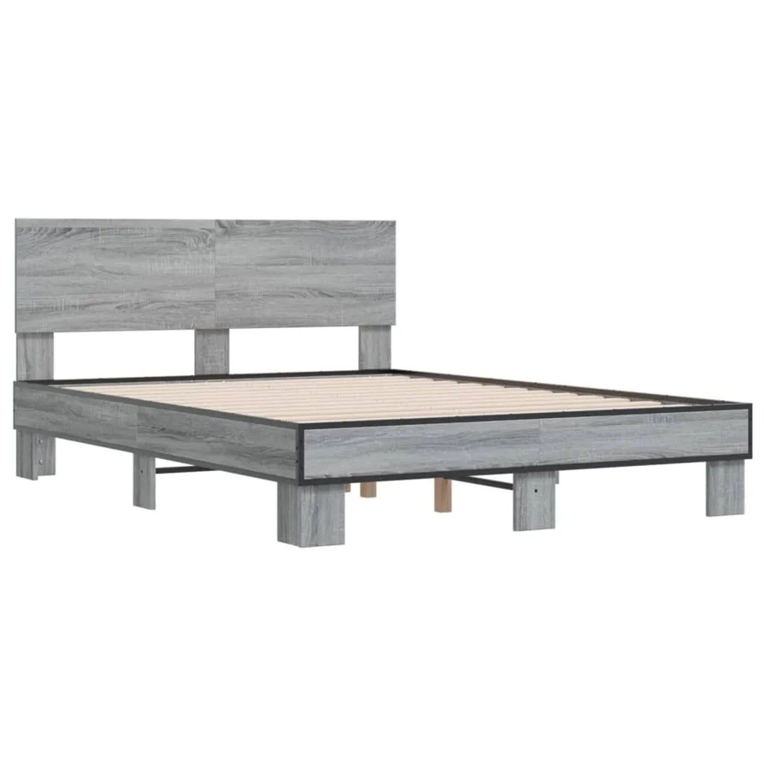 vidaXL Bettgestell Grau Sonoma 140x190 cm Holzwerkstoff und Metall 3280215 günstig online kaufen