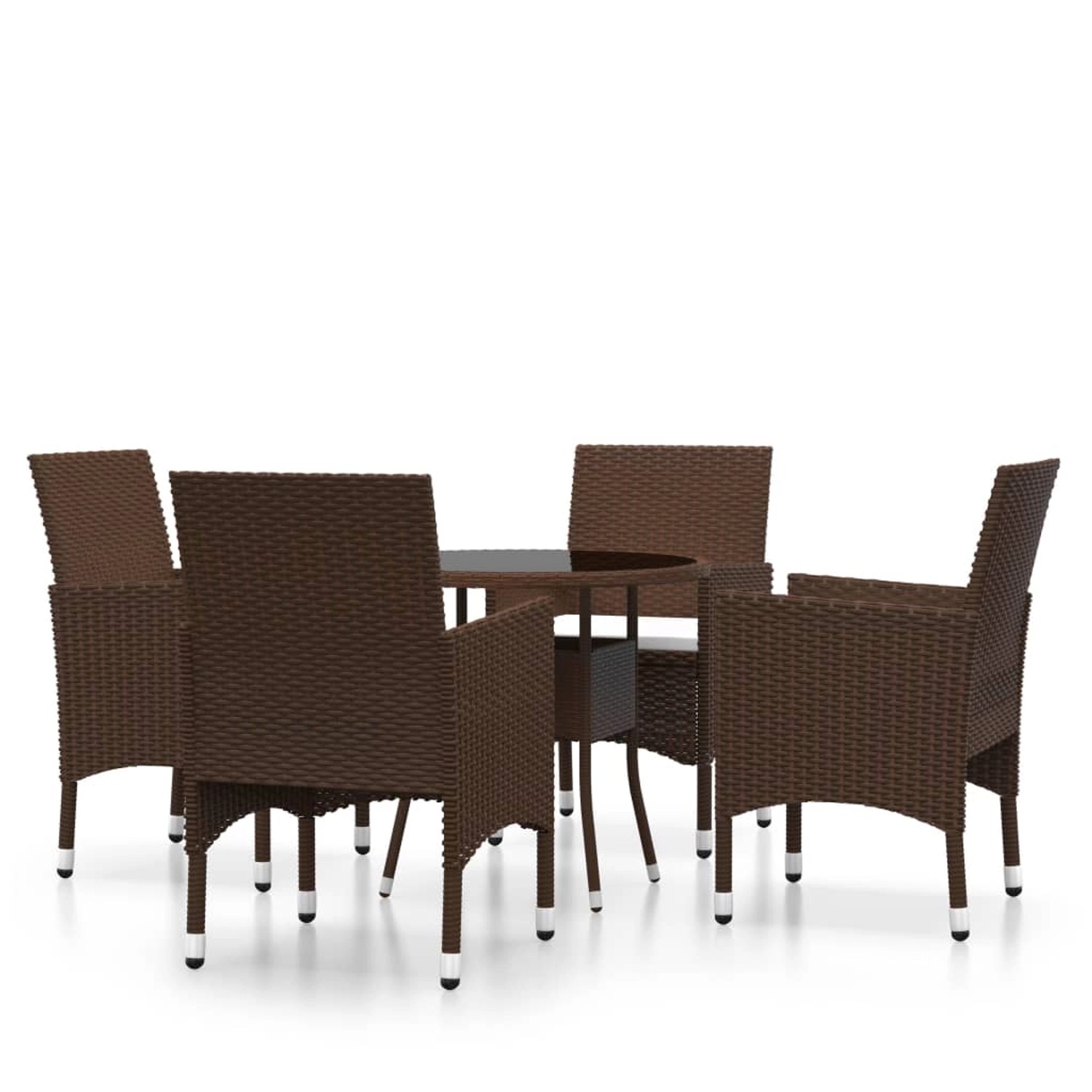 vidaXL 5-Tlg Bistro-Set Poly-Rattan und Hartglas Braun 3095906