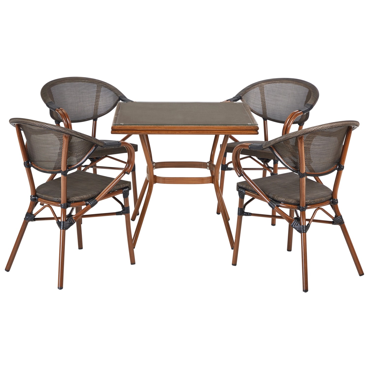 Beliani Gartentisch Set CASPRI II Grau Dunkler Holzfarbton günstig online kaufen