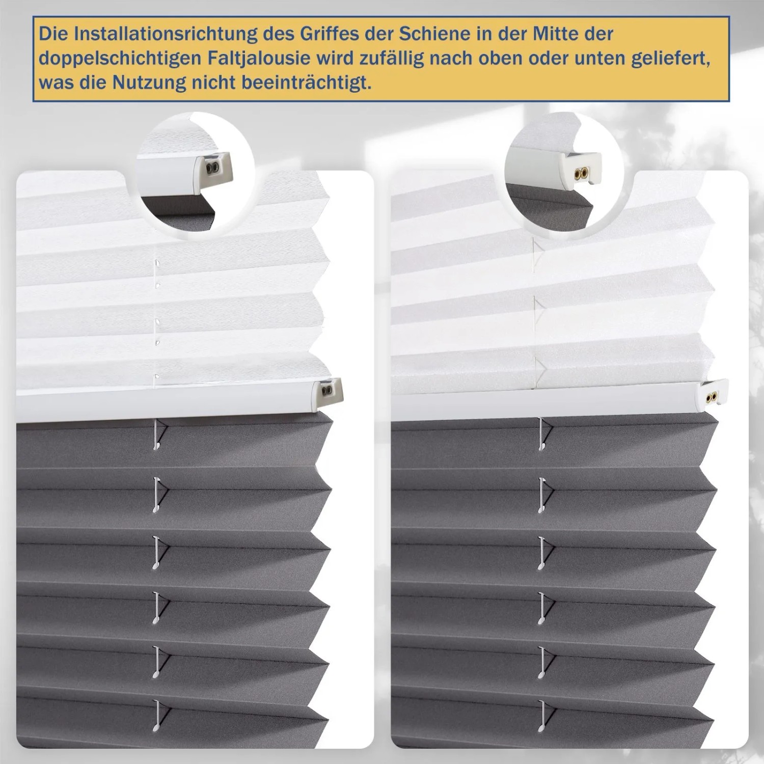 Sekey Doppelplissee Day&Night, weiß & grau, 45x130cm, für Fenstervorhänge, mit Verdunkelung.