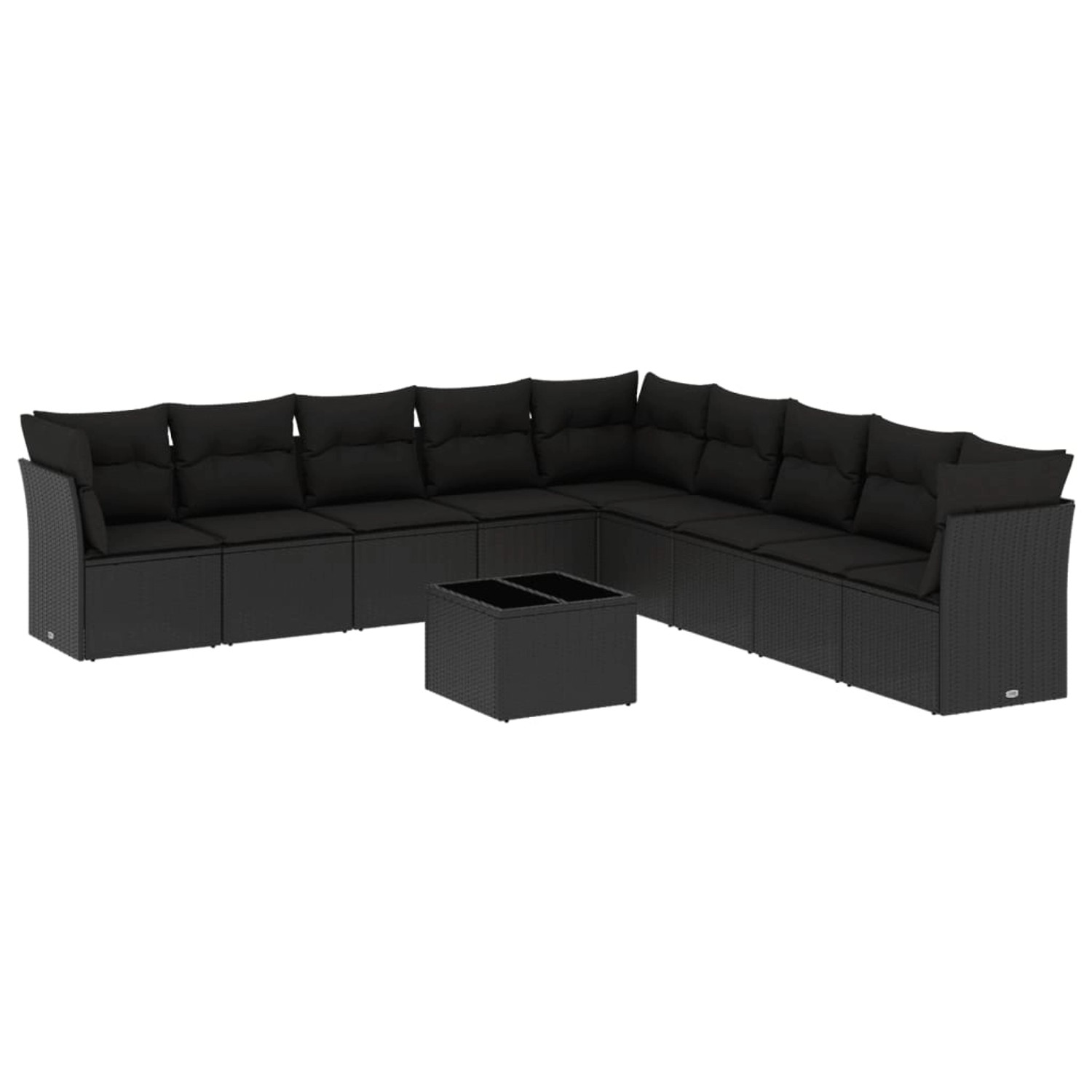 vidaXL 10-tlg Garten-Sofagarnitur mit Kissen Schwarz Poly Rattan Modell 1