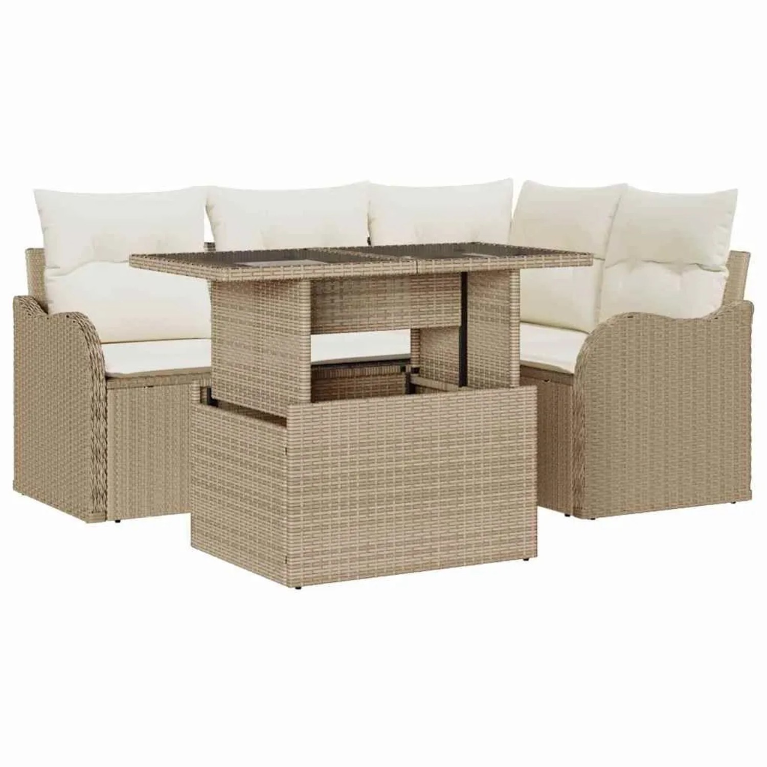 vidaXL Gartensofa-set mit Kissen 5-Tlg Beige Poly-Rattan 3357194 günstig online kaufen