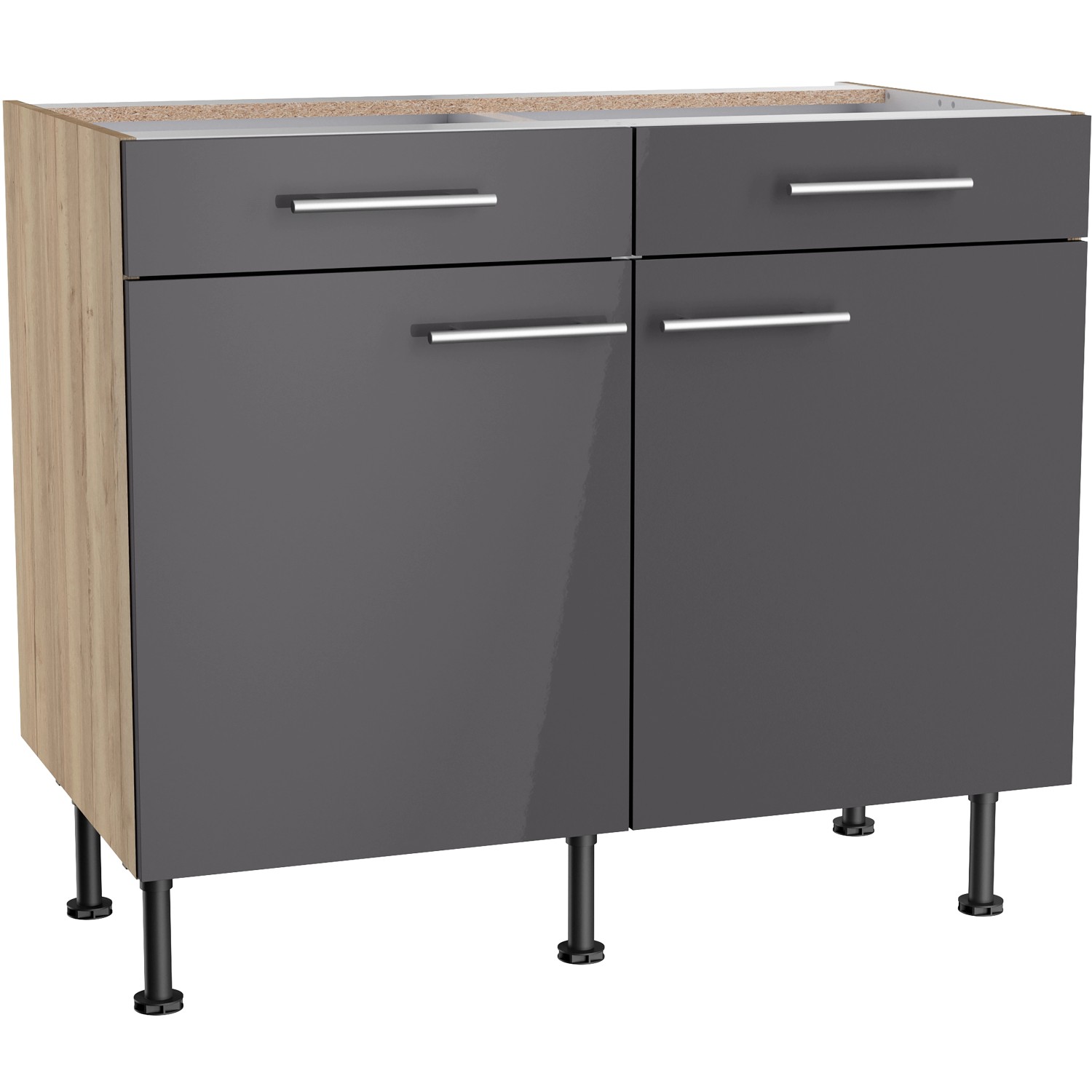 Optifit Unterschrank Jonte984 100 cm x 87 cm x 58,4 cm Anthrazit-Wildeiche günstig online kaufen