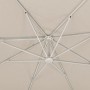 Detailansicht des geöffneten, naturfarbenen Schneider Ampelschirm 300x300 cm mit Kurbelmechanik.