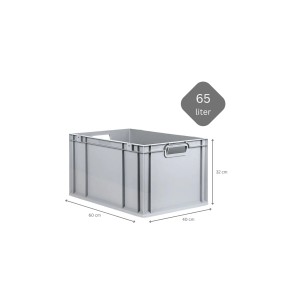 Graue PROREGAL Eurobox 65 Liter mit Auflagedeckel und blauen Schiebeschnappverschlüssen.