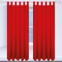 Blickdichte, rote Dekoschals (2er-Pack) mit Schlaufenaufhängung für Fenstervorhänge.