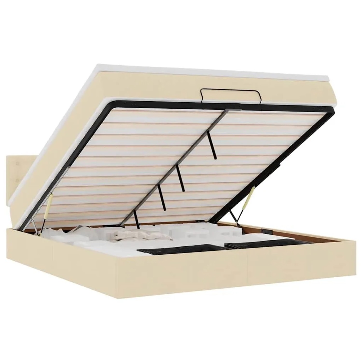 vidaXL Ottoman-Bett mit Matratze und LEDs Creme 160x200 cm Stoff 3312490