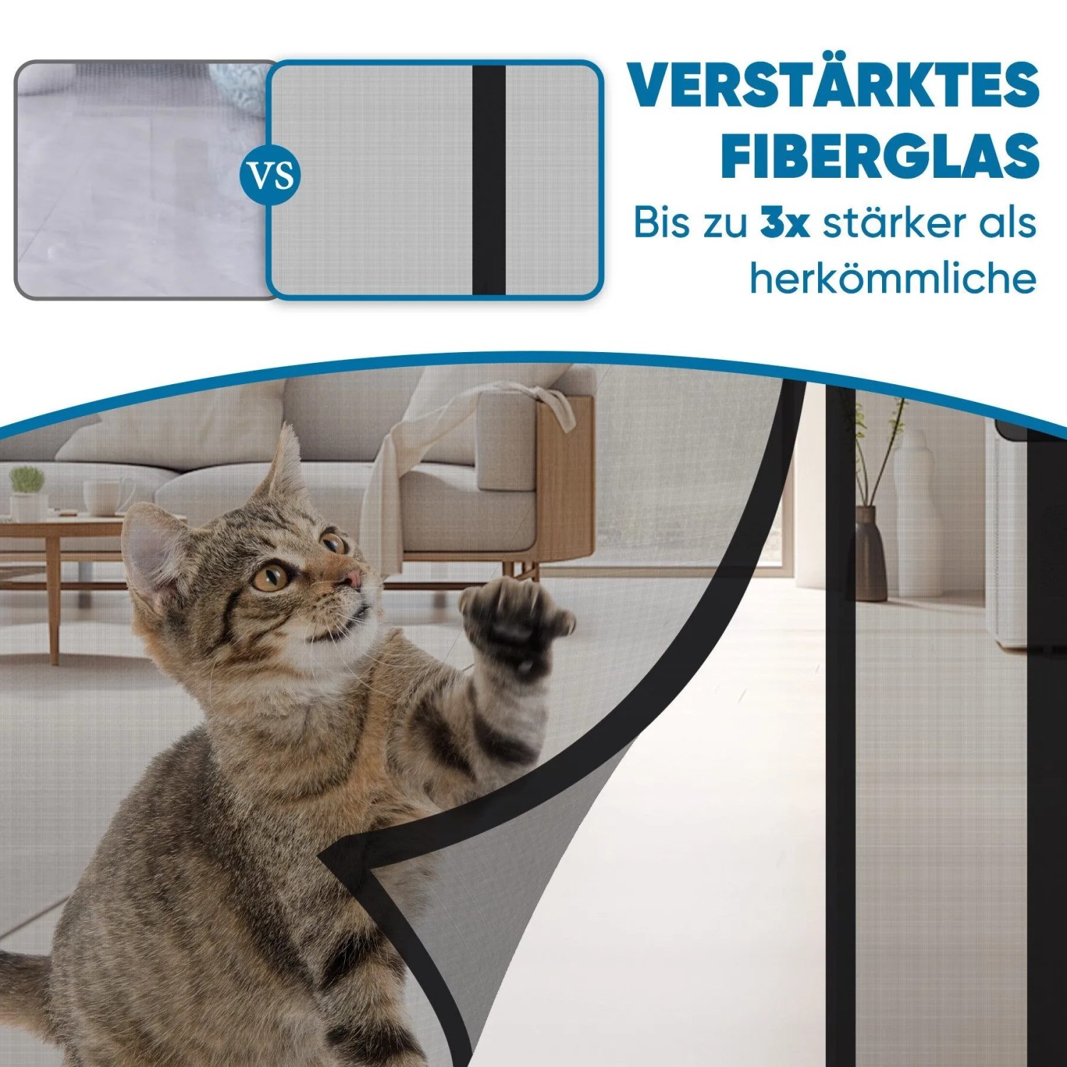 Sekey Magnet Fliegengitter für Fenster- oder Tür, Fiberglas, mit Katze.