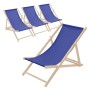 4er Set klappbare, dunkelblaue Holz-Liegestühle von ECD Germany für Garten und Strand.