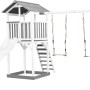 Axi Beach Tower Spielturm mit Doppelschaukel und weißer Rutsche, 349x357x242 cm.