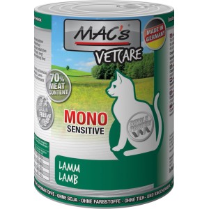 Mac's Katzen-Nassfutter Mono Sensitive Lamm mit Karotte, getreidefrei, für sensible Katzen.