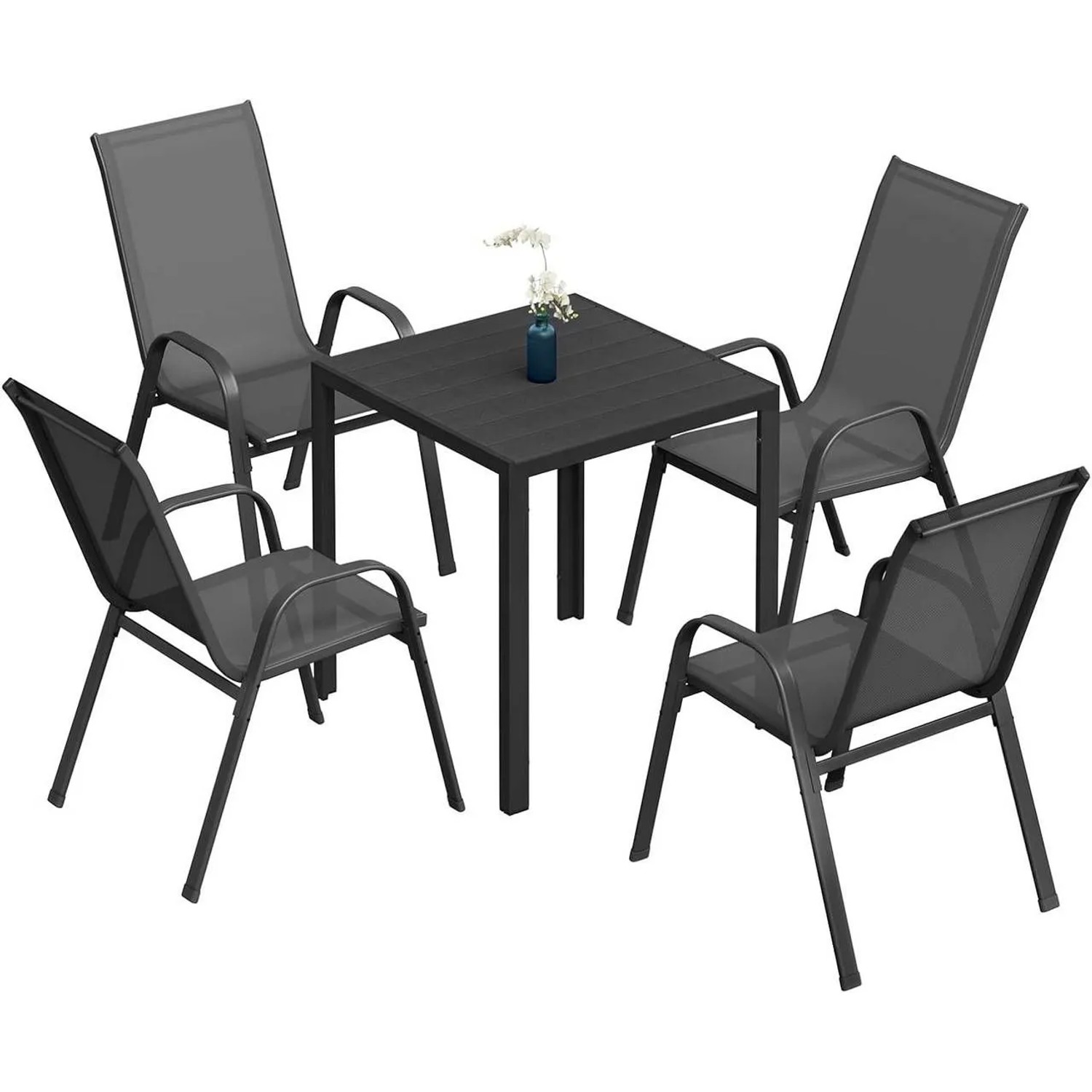 WOLTU 2er Set Stapelbare Gartenstühle Ergonomisch Wetterfest Grau_8