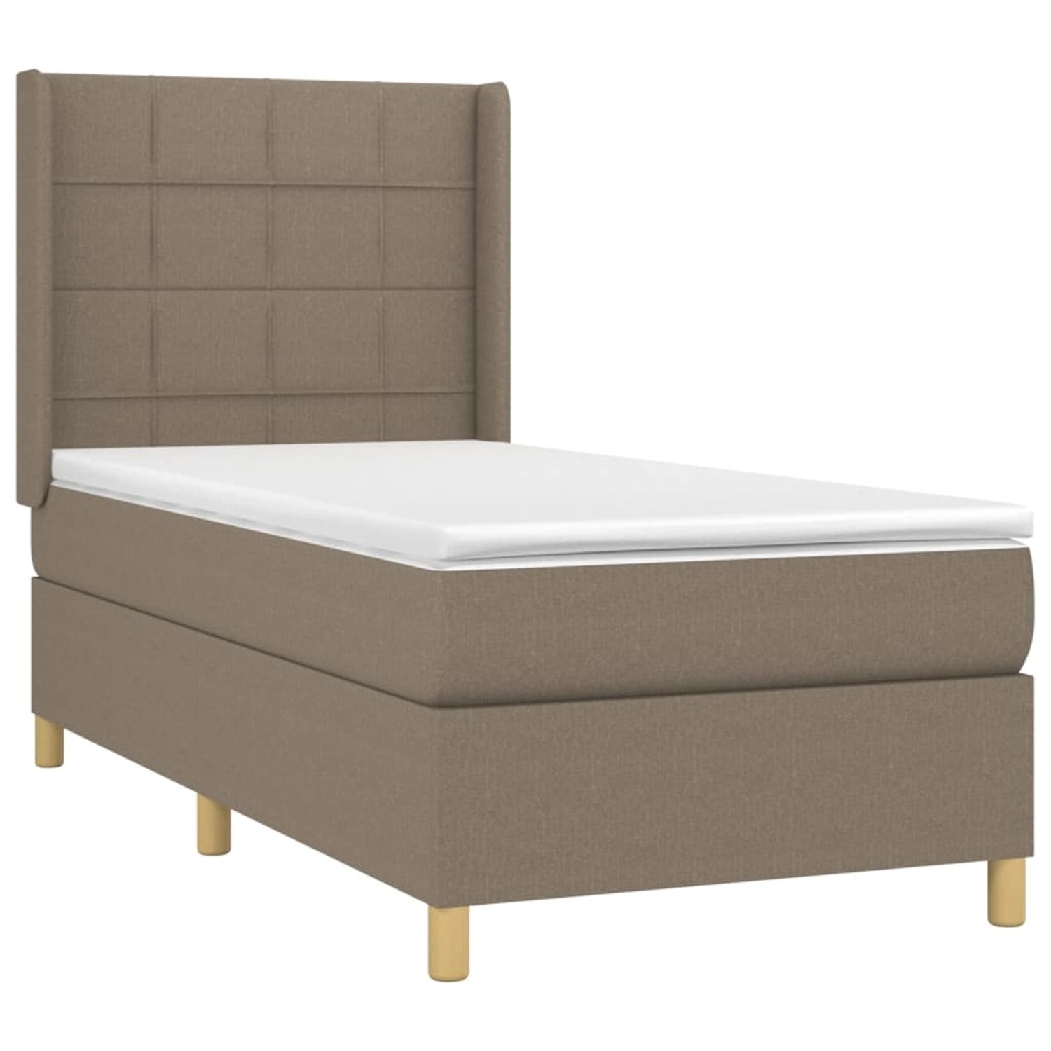 vidaXL Boxspringbett mit Matratze & LED Taupe 90x200 cm Stoff 3138849 günstig online kaufen