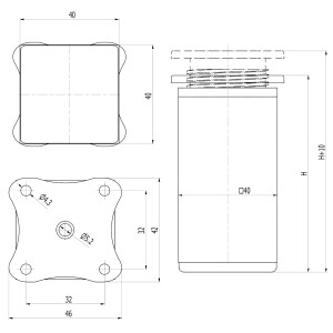 SOTECH Möbelfuß DAK IV 40 x 40 mm Höhe 60 mm Weiß Höhenverstellbar